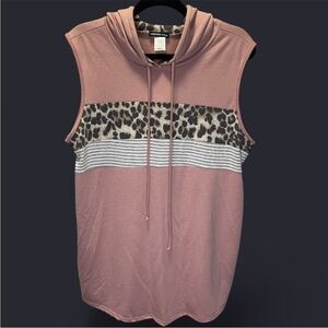 HEIMISH USA Mauve Leopard Print Sleeveless Hoodie